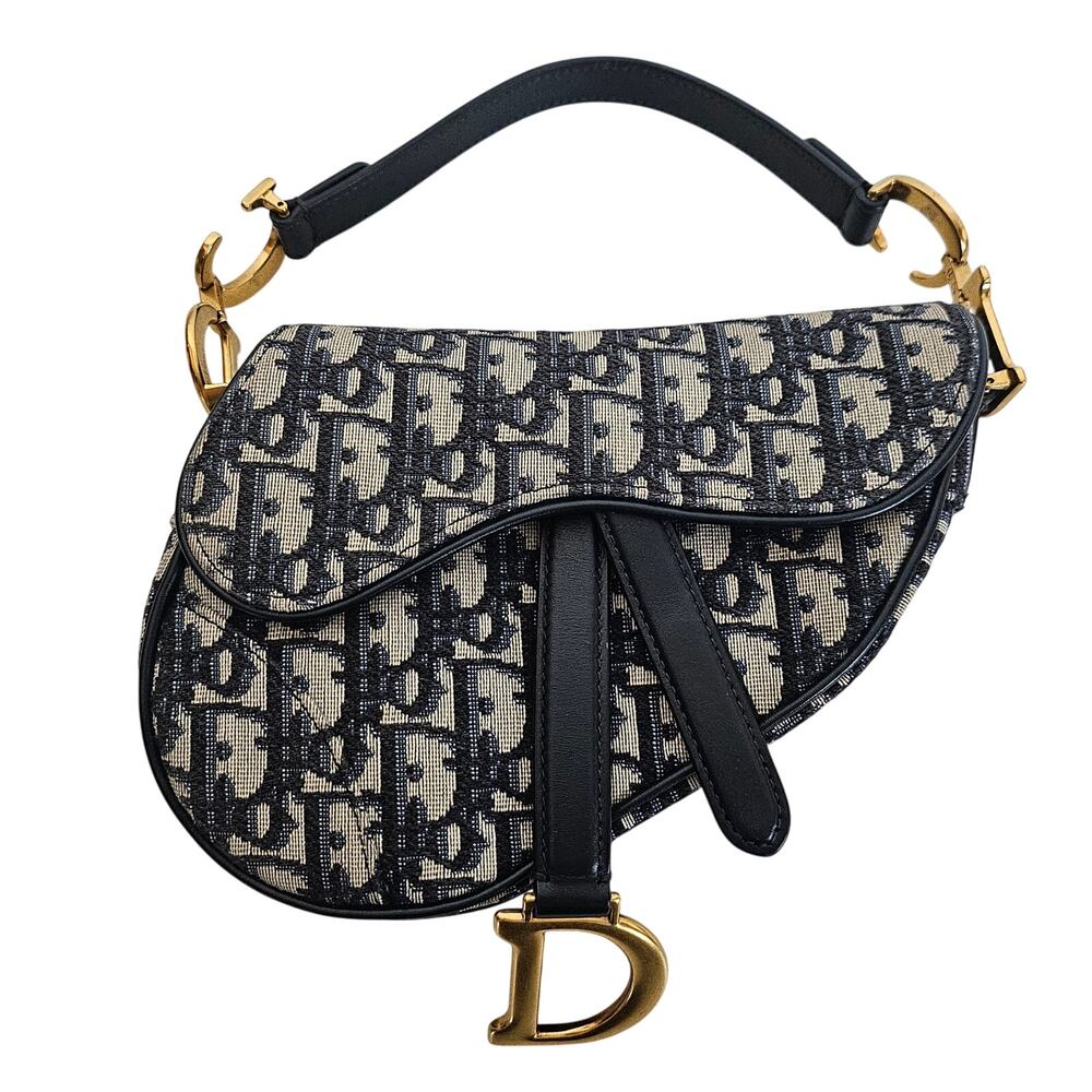 Christian Dior Oblique Mini Saddle Bag Blue